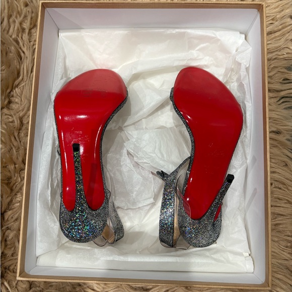 Christian Louboutin Sparkling Silver Heels - Picture 2 of 7